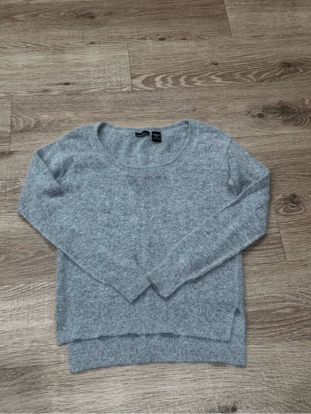Moda International Soft Rabbit Hair Wool Blend Gray Crewneck Sweater S